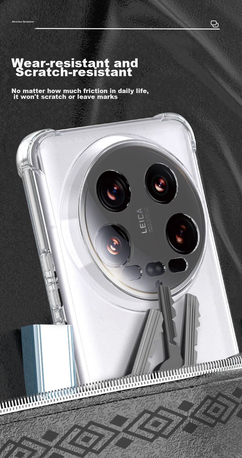 Чехол LLUNC для Xiaomi 14 Ultra, прозрачный, противоударный, с защитой камеры
