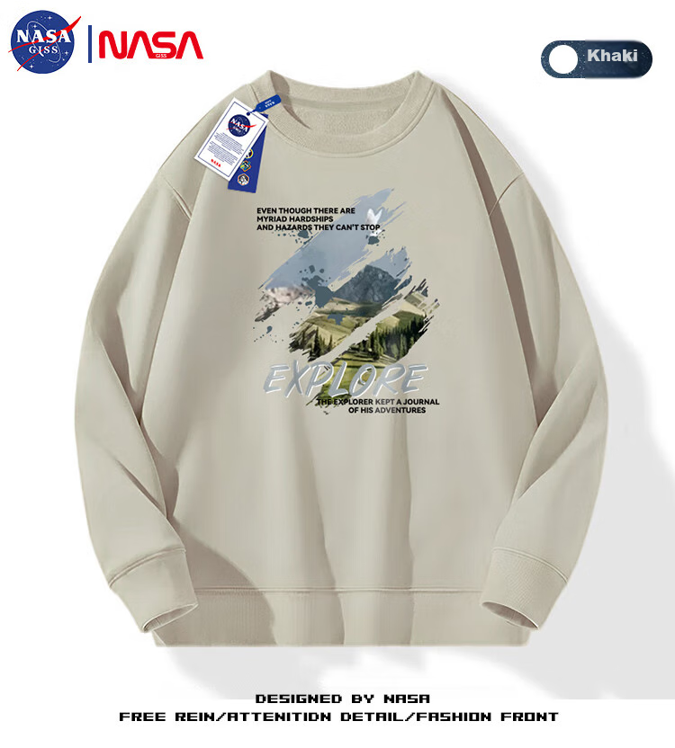 Мужская толстовка NASA GISS, трендовая, осенне-зимняя, свободного кроя, с круглым вырезом, черная, размер L