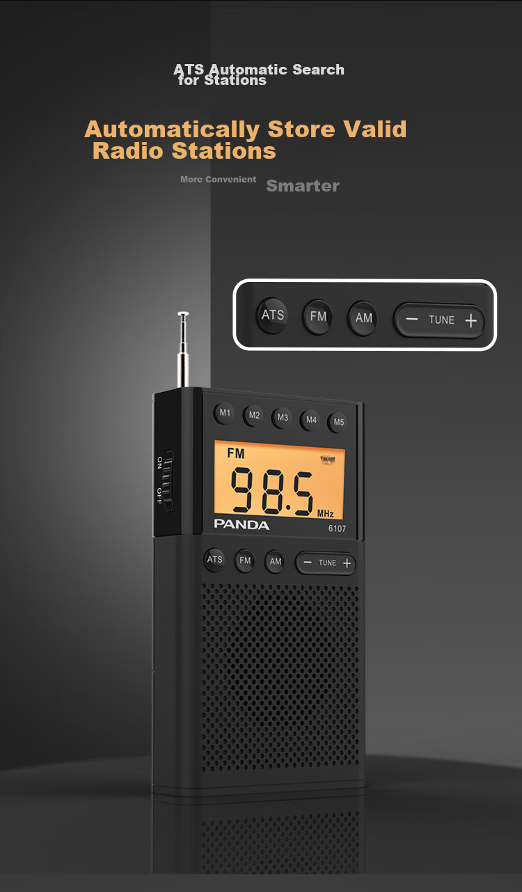Мини-радио Panda 6107 для прослушивания английского языка, экзаменов, подарка пожилым людям, портативное, с цифровым дисплеем