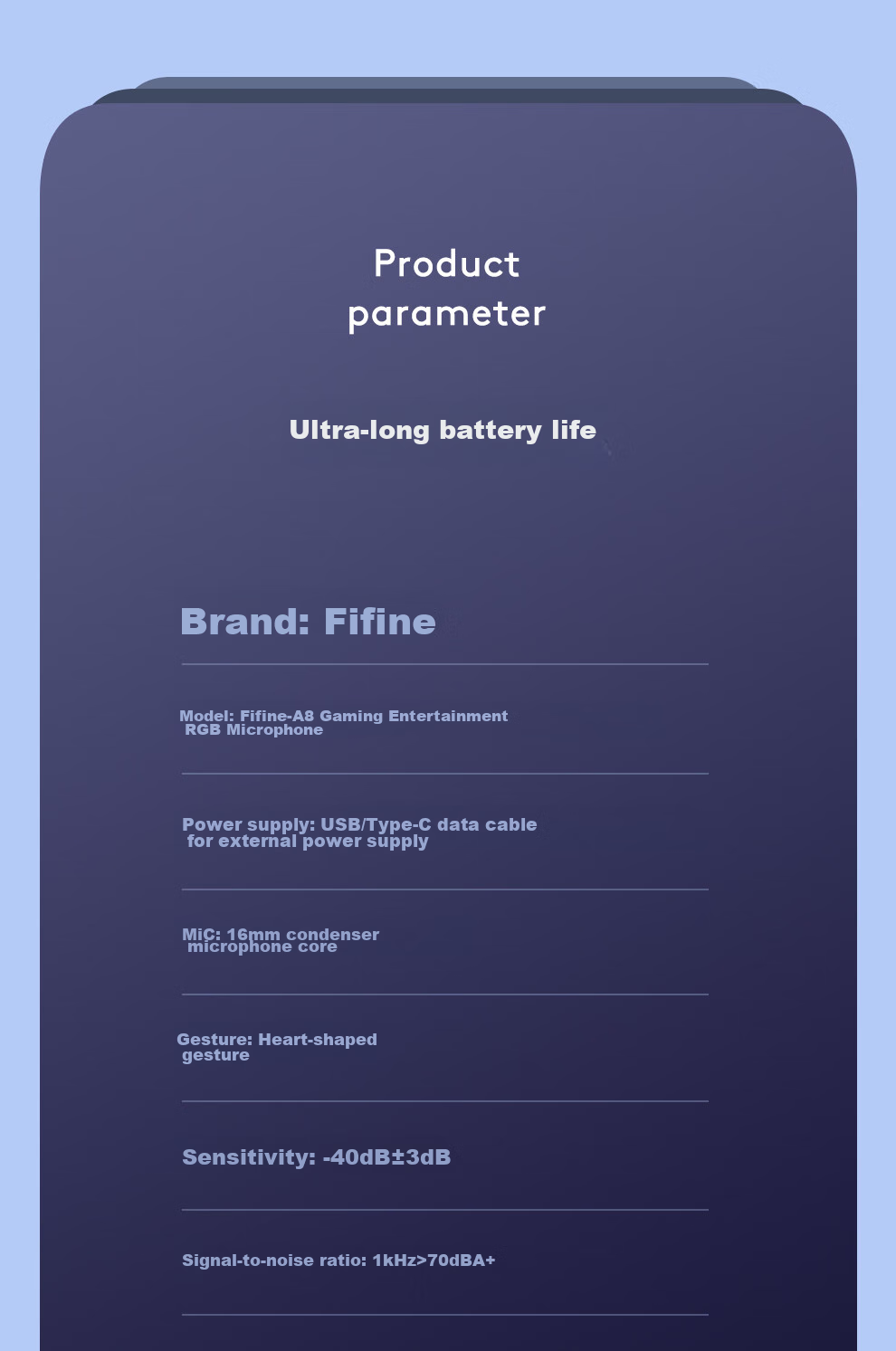 USB-микрофон FIFINE A8 для стриминга, караоке, записи голоса, игр, TikTok, онлайн-обучения, с шумоподавлением