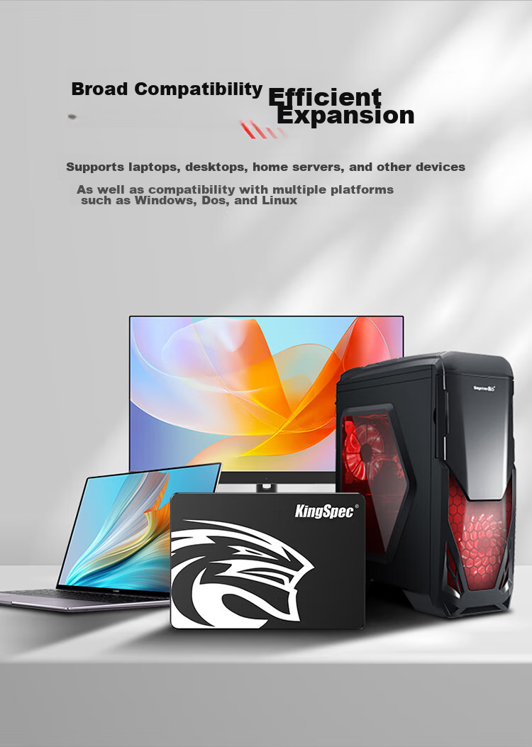 SSD накопитель KingSpec P3-1TB, 1 ТБ, SATA III, 2.5 дюйма, TLC NAND, скорость чтения 550 МБ/с, для ПК и ноутбуков