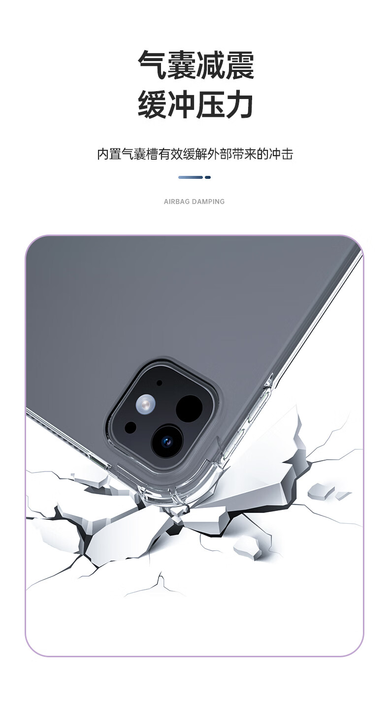 Чехол BIAZE для iPad Pro 13 дюймов (2024/2025) M5/M4, прозрачный, противоударный с четырёх-угловой подушкой безопасности, TPU, PB517