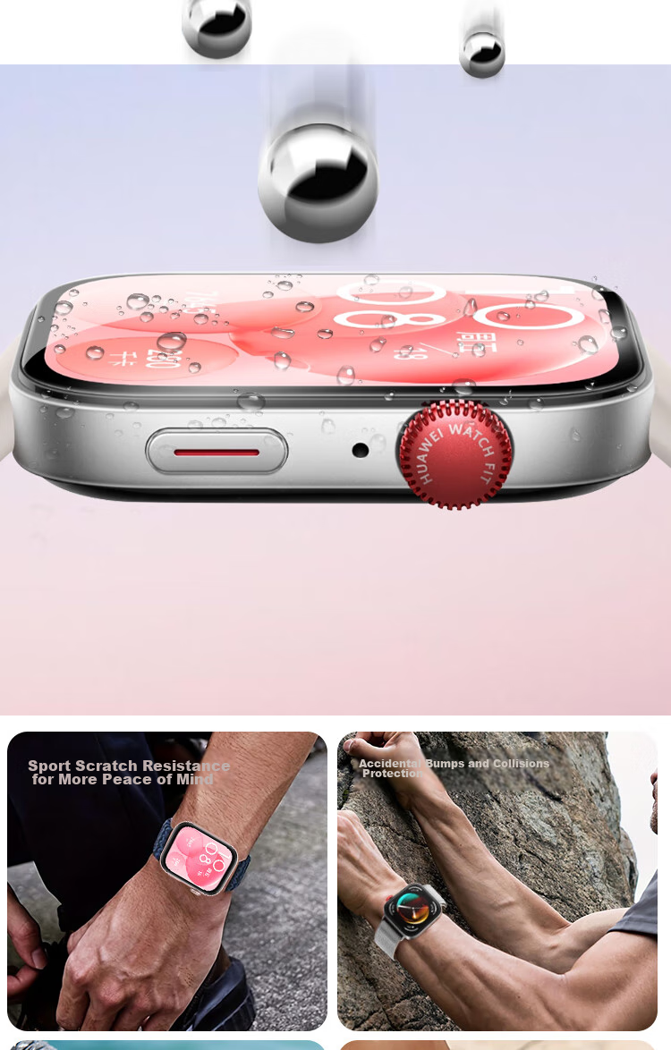 Защитная пленка Mohou для Huawei Watch Fit 3, 2 шт., полноэкранная, высокая четкость, защита от падений, царапин, водонепроницаемая, противоотпечатки