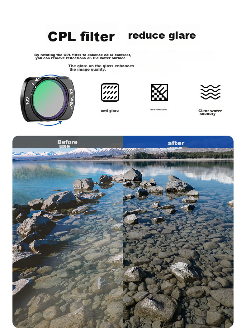 Комплект магнитных фильтров NEEWER для DJI Pocket 3, включая УФ, ND, CPL, черный мягкий 1/4