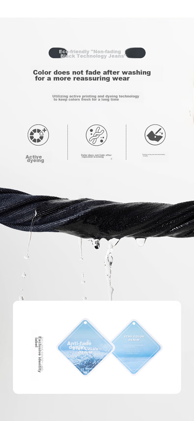 Джинсы MARKLESS [Original Color Jeans] мужские, текстурированные, осенне-зимние, модель 1031, цвет Деним Синий [Стойкий цвет], размер 29