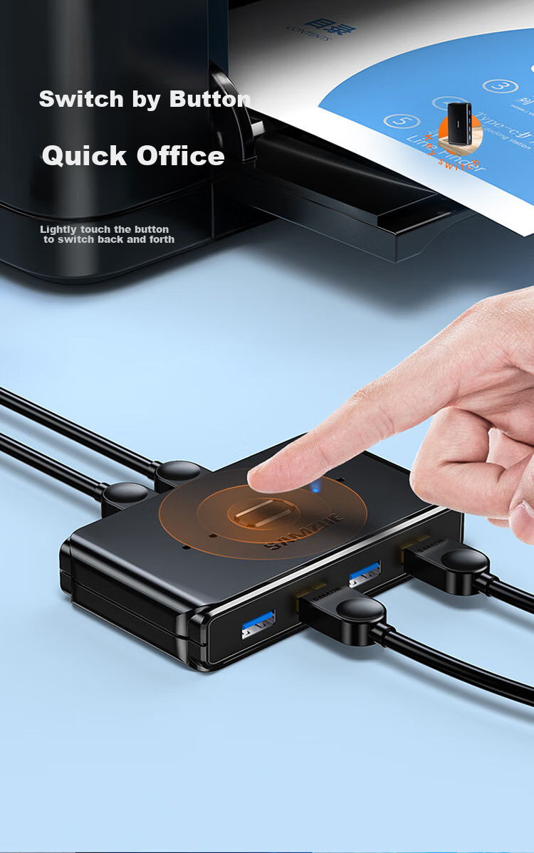 USB 3.0 хаб SAMZHE GX-400 с двумя входами и четырьмя выходами, переключатель для совместного использования USB устройств