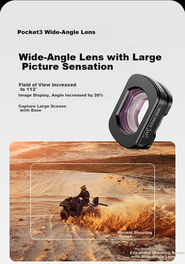 Ulanzi F35 Pocket 3 Wide-Angle Lens, аксессуар для DJI Pocket 3, совместимый с камерой Pocket 3 Action Camera, магнитный фильтр с быстрым креплением