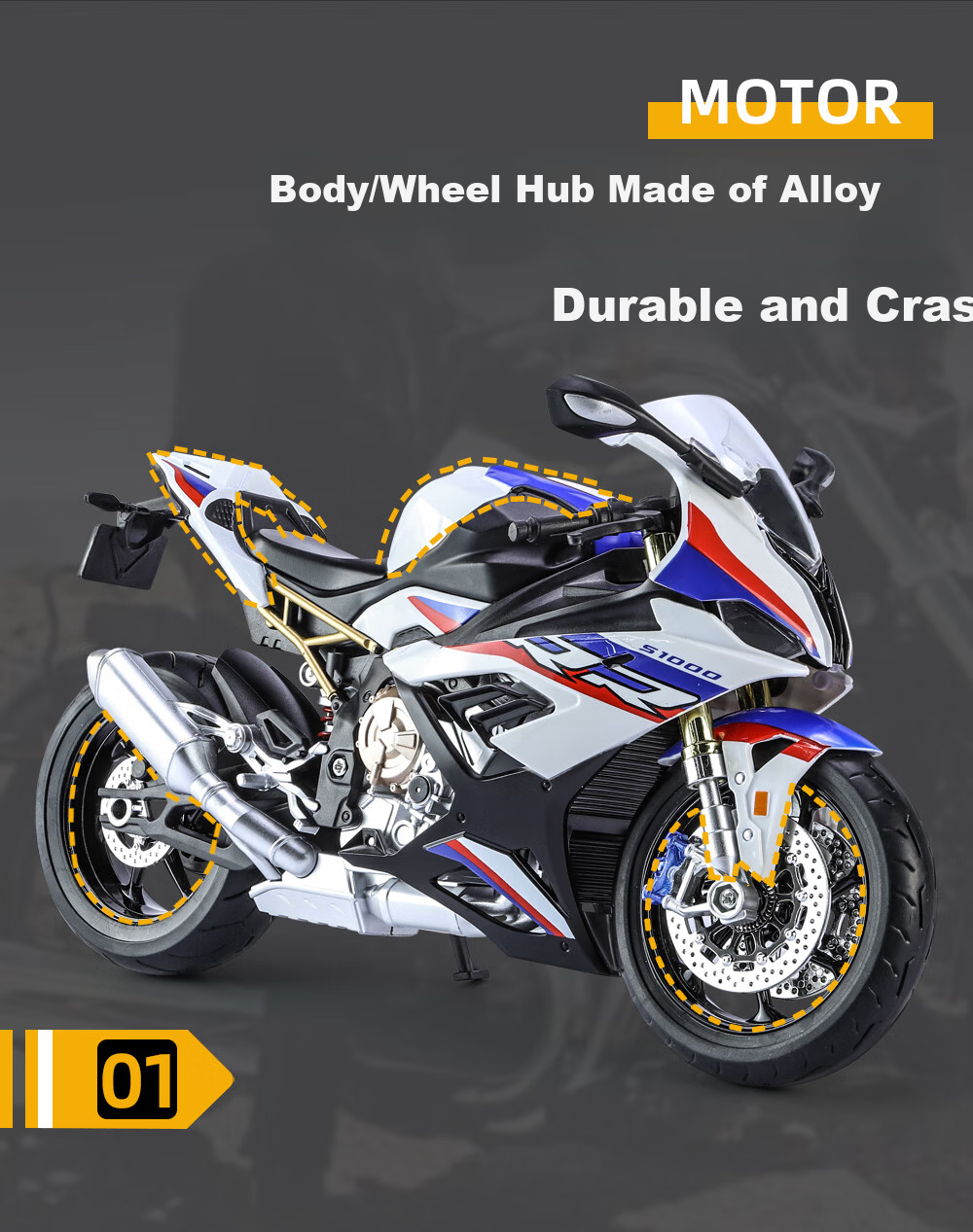 Модель мотоцикла Chiyumoxing 1:9, BMW S1000RR, литая модель из сплава, игрушечный мотоцикл для мальчиков, подарок на День святого Валентина