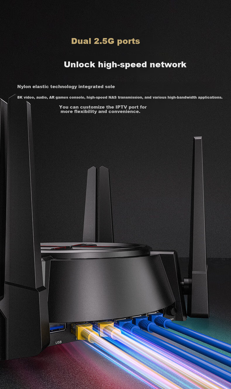 Wi-Fi роутер Netcore N60PRO AX6000, двухдиапазонный, с двумя портами 2.5G, скорость 6000 Мбит/с, для дома и игр, с функцией Mesh