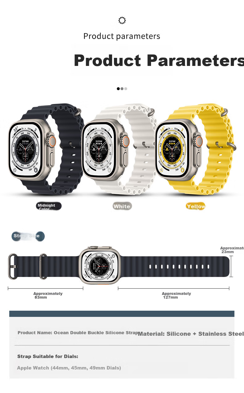 Ремешок BHO для Apple Watch Ocean Band, силиконовый, совместим с Apple Watch S11/S10/Ultra3, S9/8/7/6/5/4/SE3/2/1