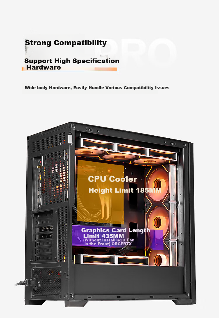 Компьютерный корпус SAMA Wind Tunnel PRO черный, Mid-Tower, поддержка 420мм СВО, ATX, Type-C, 3 вентилятора