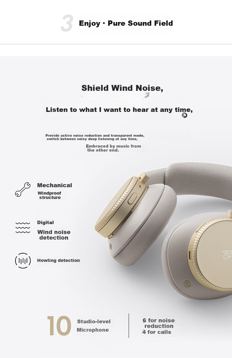 Беспроводные Bluetooth-наушники B&O Beoplay H100 с активным шумоподавлением, Hi-Res Audio, цвет "Темная ночь"