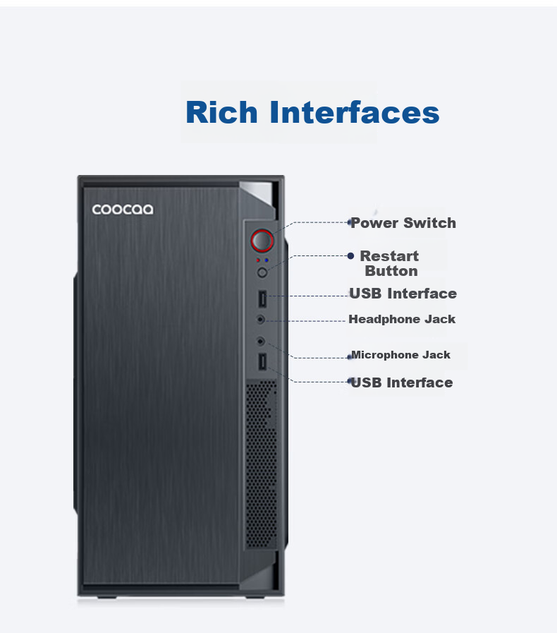 Настольный компьютер Coocaa, коммерческий офисный компьютер в комплекте (AMD A8, 8 ГБ ОЗУ, 256 ГБ SSD M.2, Wi-Fi), монитор 23,8 дюйма