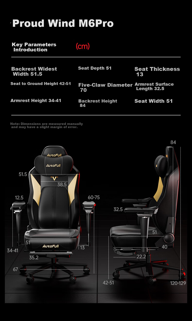 Игровое кресло AutoFull M6Pro, эргономичное, для компьютера и офиса, с подогревом и вентиляцией, массажем поясницы, черное