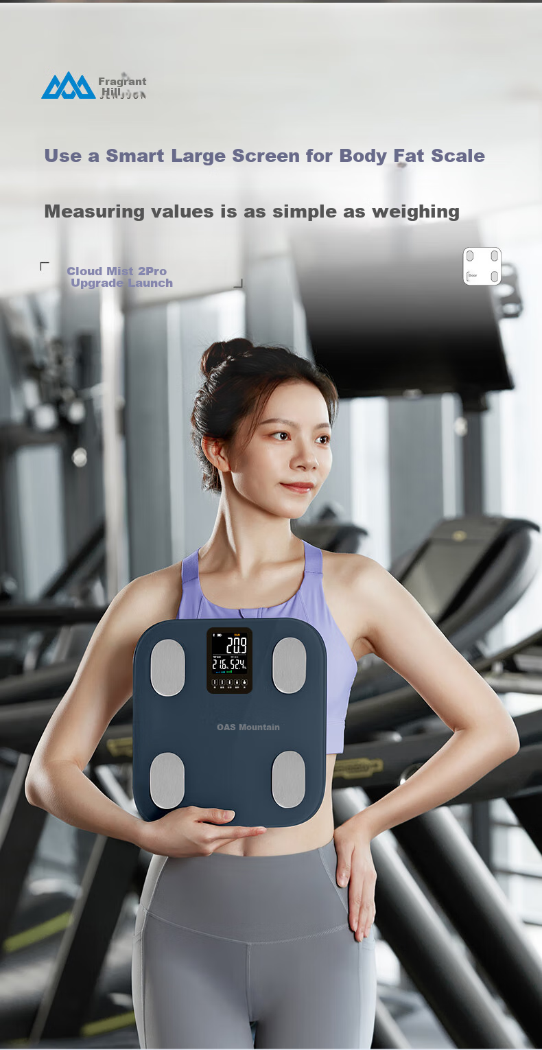 Умные напольные весы Xiangshan Yunxi 2PRO, электронные, с большим ЖК-экраном, Bluetooth, перезаряжаемые, до 180 кг, 10г