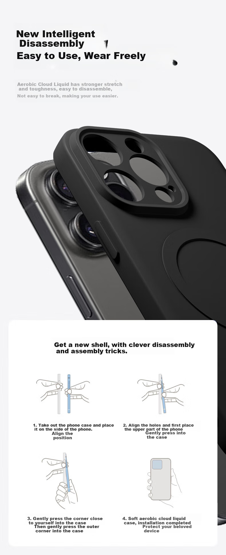 Чехол-накладка KEKLLE для Apple iPhone 14 Plus, противоударный, с защитой камеры, силиконовый, лавандовый
