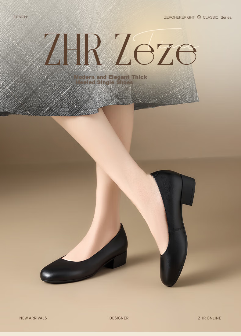 Женские туфли ZHR, из натуральной кожи, весна-лето, на платформе, с квадратным каблуком, черные, размер 36