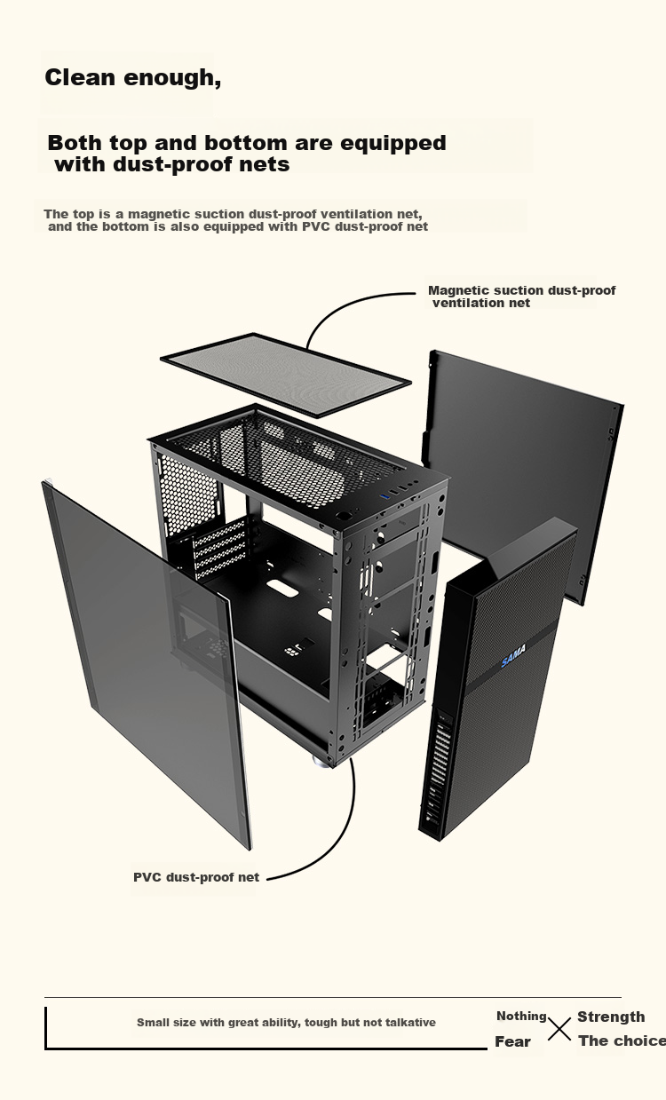Компьютерный корпус SAMA Pingtouge M1 Gaming Edition, черный, поддержка M-ATX, Mini-ITX