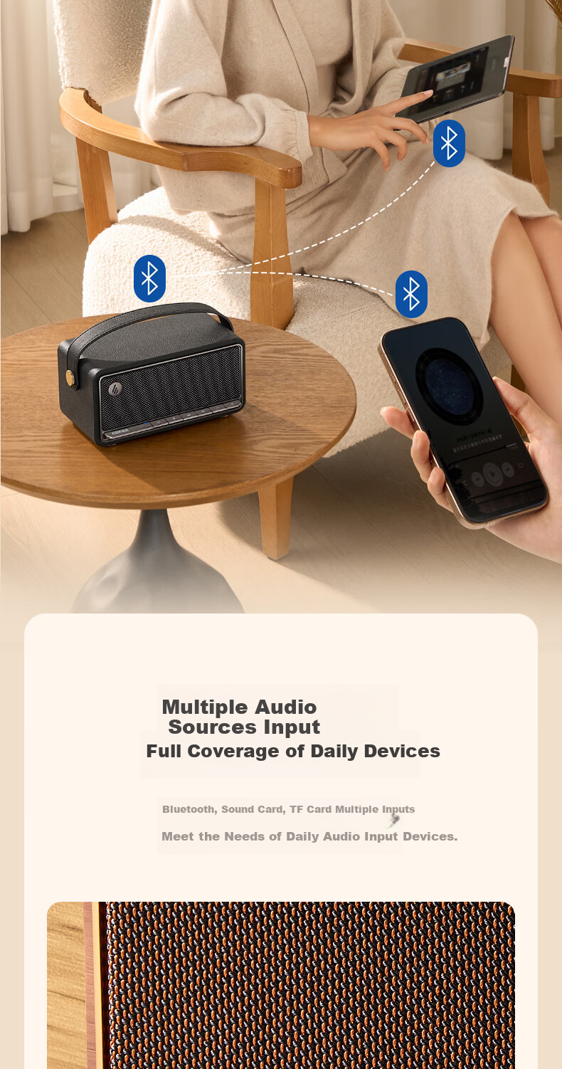Портативная Bluetooth-колонка EDIFIER M285 Retro, Bluetooth 5.4, ручная, для дома и улицы, долгая работа от батареи, сертификация Gold Standard, цвет под дерево, подарок на Новый год