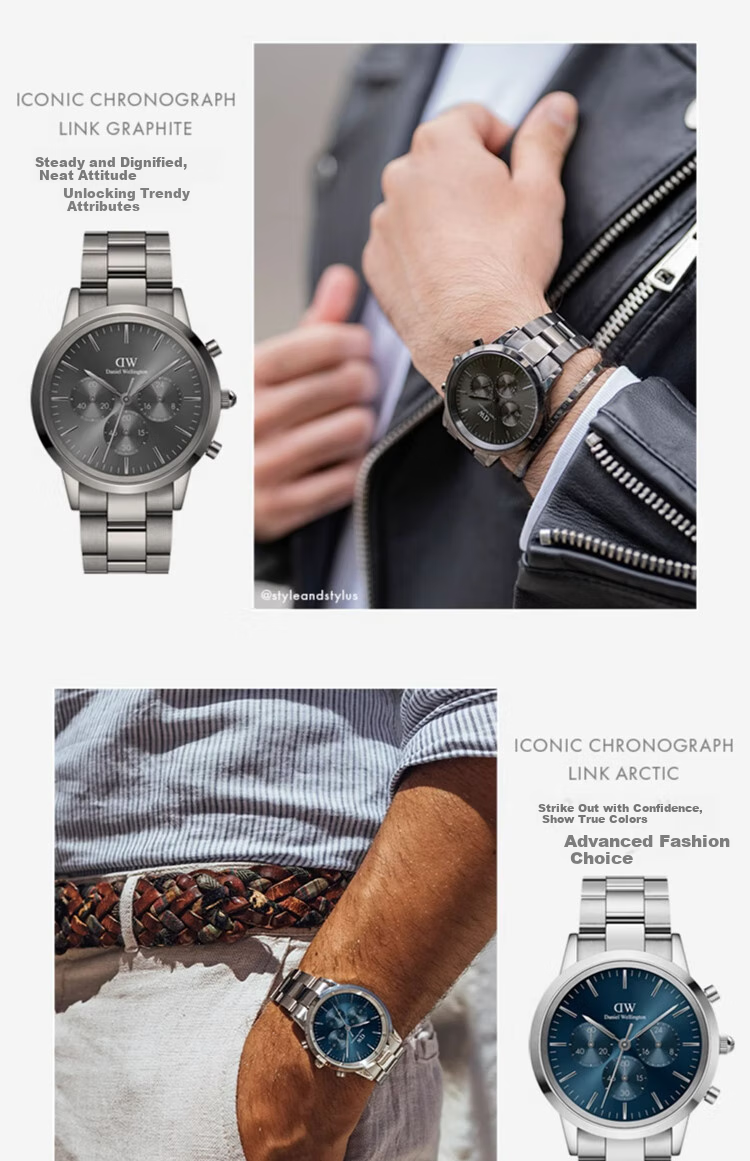 Мужские часы Daniel Wellington DW642, кварцевые, хронограф, стальные, черные