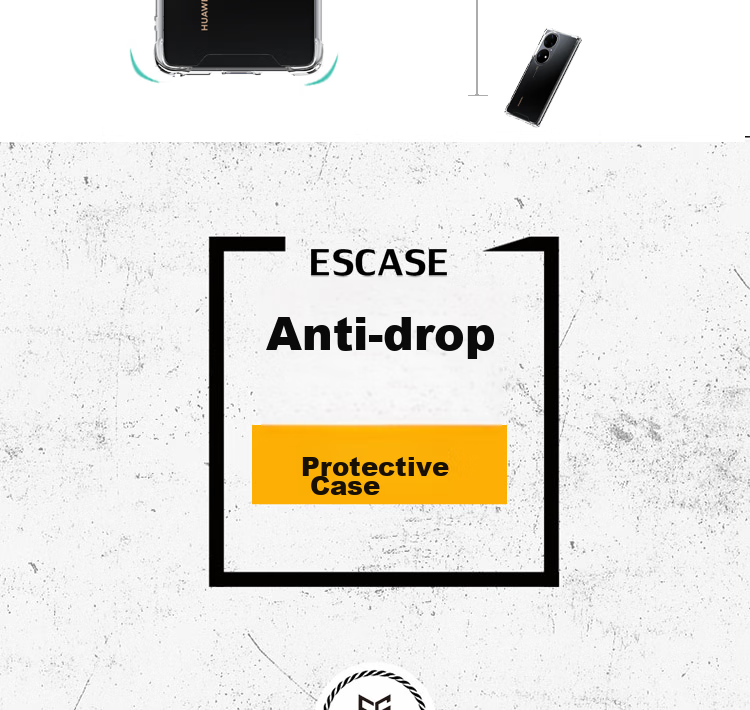 Чехол ESCASE для Huawei P50 Pro, полный охват, защита от падения, противоударный, анти-желтый, немецкий импортный TPU Bayer, высокая прозрачность
