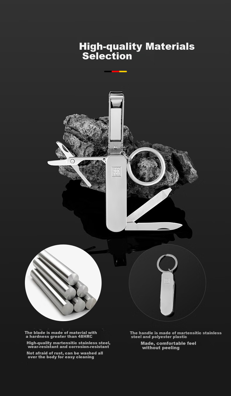 ZWILLING Многофункциональный маникюрный набор, складной нож для ногтей, мини-нож для фруктов, брелок, немецкий бренд, серебристый цвет