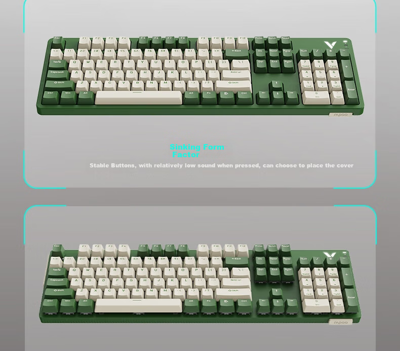Механическая клавиатура Rapoo V500PRO White And Blue, 104 клавиши, проводная, с подсветкой, PBT двухцветные колпачки, красные переключатели