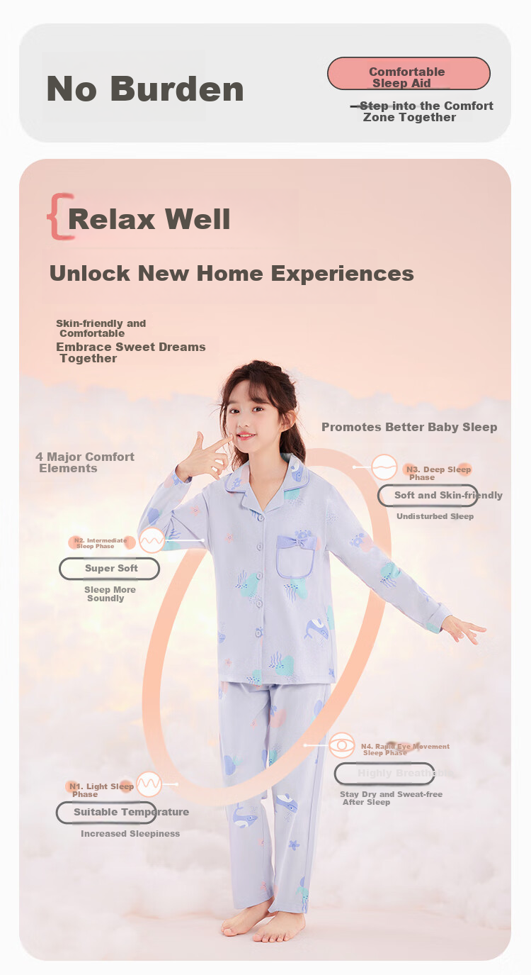 Пижама детская Hodohome, для девочек, хлопковая, с принтом, арт. 500, размер 140, цвет розовый