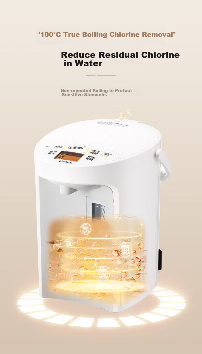 Электрический чайник ZO JIRUSHI CV-GQH30C, 3 л, белый, с 4 настройками температуры и вакуумной изоляцией