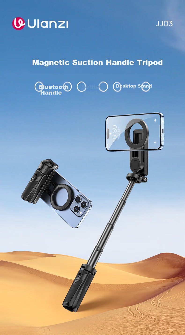 Ulanzi JJ03 Магнитный селфи-стик с Bluetooth-штативом для iPhone 16/17 Pro, уличная фотосъемка, видеоблог, прямая трансляция, подставка для телефона
