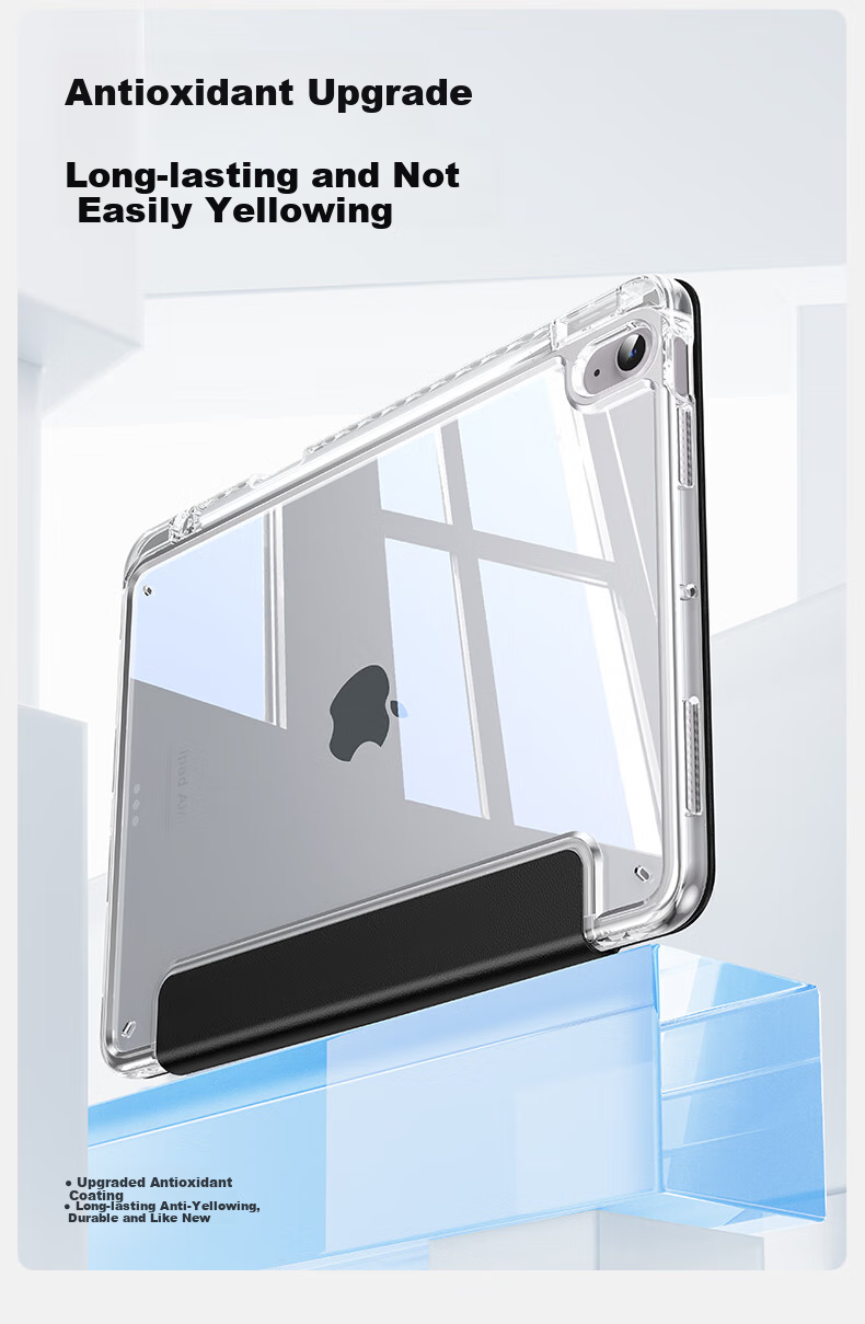 Чехол-книжка Shanmo для iPad 11/10 дюймов (10-го и 11-го поколений) с держателем для стилуса, прозрачный серый, антибактериальный, противоударный