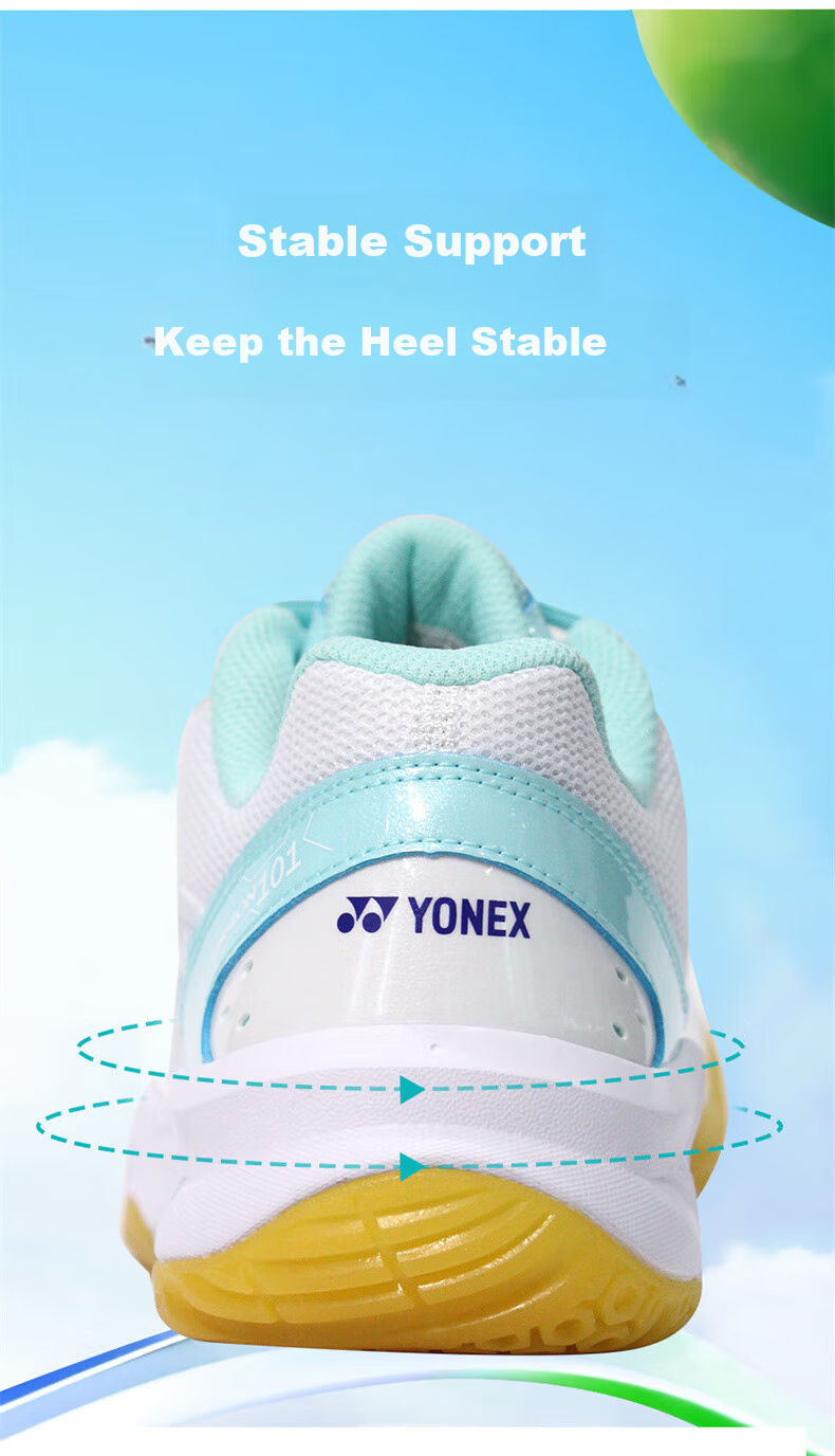 Кроссовки для бадминтона YONEX SHB101CR, мужские и женские, дышащие, амортизирующие, унисекс, белые с мятным, размер 37