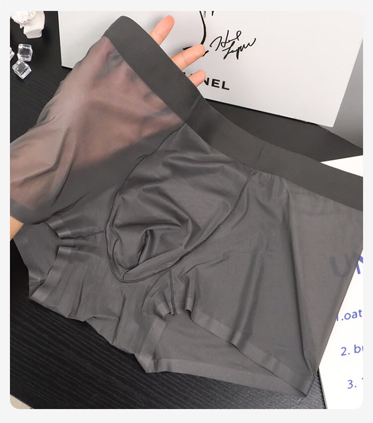 Мужские трусы FitonTon, модель "Ice Silk Sexy Transparent Ultra-Thin Briefs", набор из 3 штук, размер 3XL
