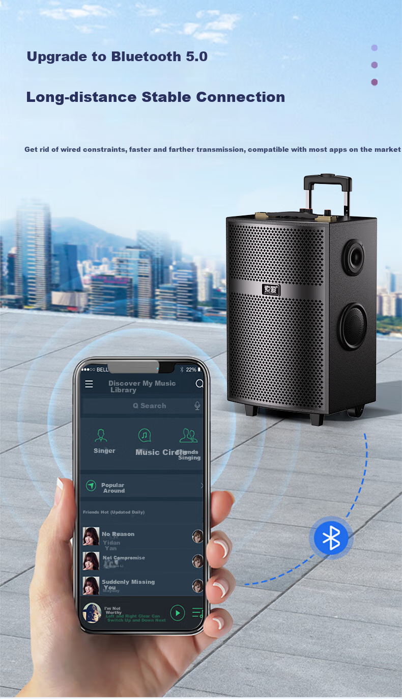 Портативная колонка Soaiy X61, 23 динамика, мощный бас, квадратный танец, Bluetooth, караоке, с двумя микрофонами, 8 дюймов