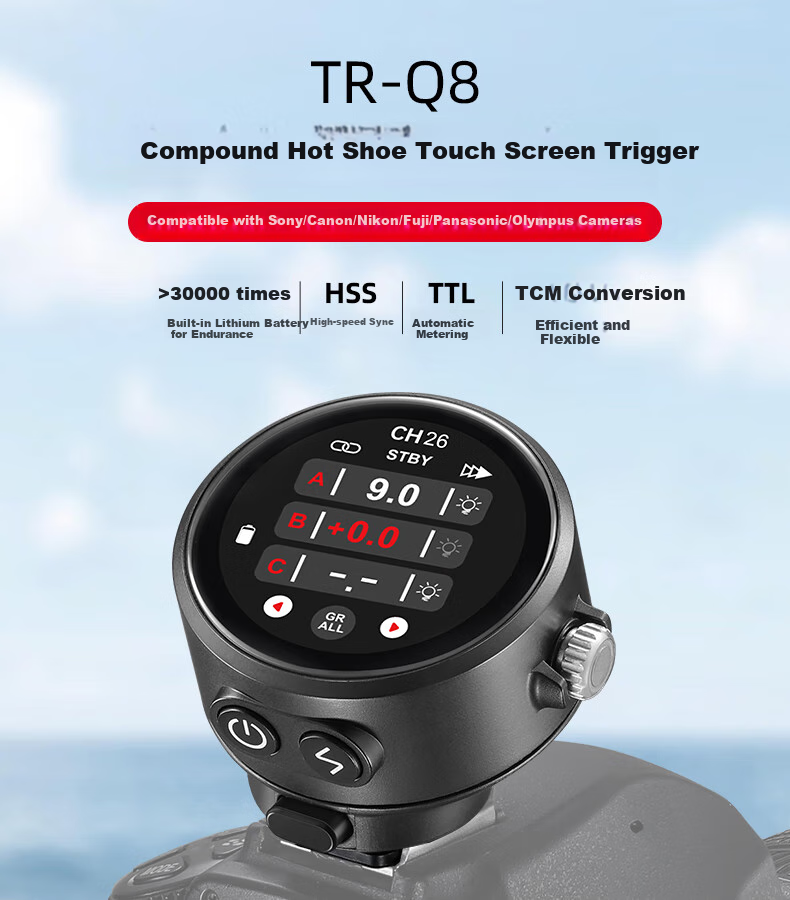 Беспроводной триггер вспышки JINBEI TR-Q8 с сенсорным экраном, TTL, высокоскоростная синхронизация, для студийной фотографии