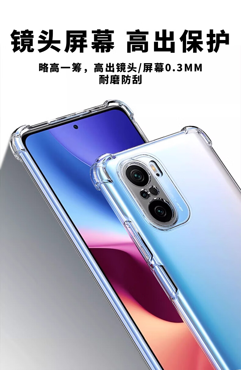 Защитный чехол LLUNC для Xiaomi Redmi K40 / K40 Pro, полностью прозрачный, с защитой объектива, противоударный, ультратонкий TPU, защита от отпечатков пальцев