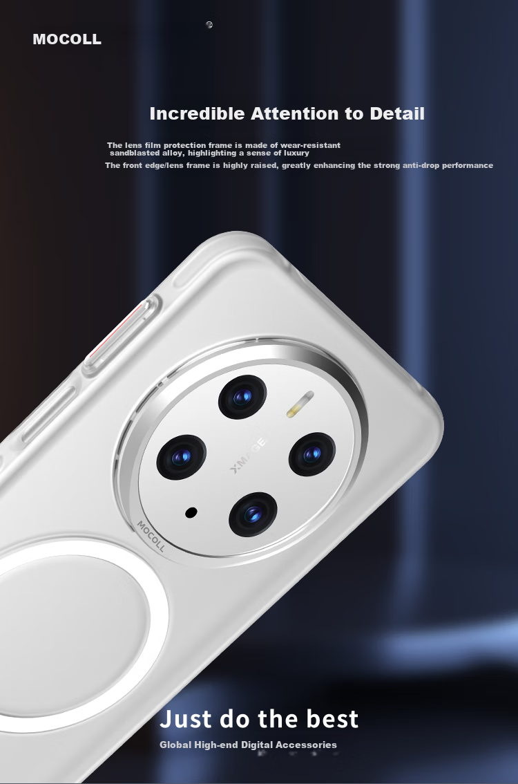 MOCOLL Магнитный прозрачный чехол с полной защитой камеры для Huawei Mate70Pro, бизнес-стиль, острый, устойчивый к царапинам, износостойкий, противоударный, матовый, поддержка чехла для мужчин и женщин