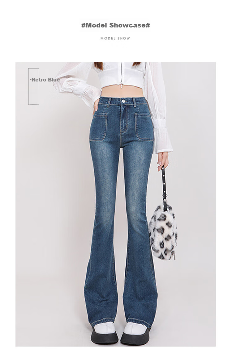 Женские джинсы Jeanswest, в стиле ретро из Гонконга, брюки с высокой талией, осенние, стройнящие, универсальные, слегка расклешенные, винтажный синий, размер S