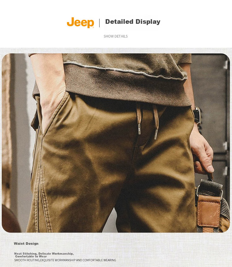 Мужские повседневные брюки JEEP, осень-зима, свободный крой, с эластичными манжетами, универсальные брюки, цвет: верблюжий, размер XL