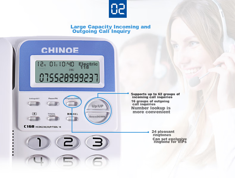 Стационарный телефон CHINO-E C168, проводной, для дома и офиса, красный