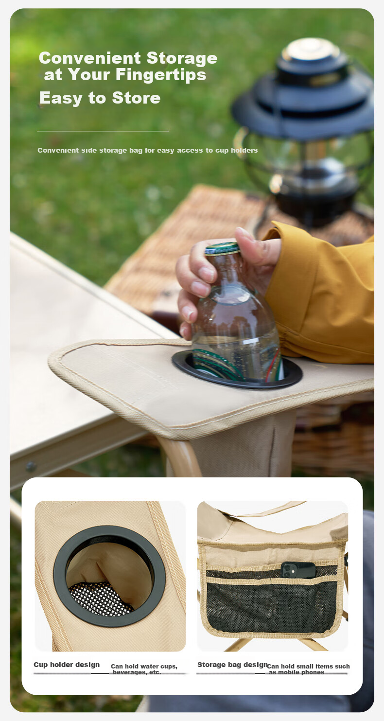 Складное туристическое кресло MOBIGARDEN, удобное для кемпинга, с подголовником, регулируемое в трех положениях