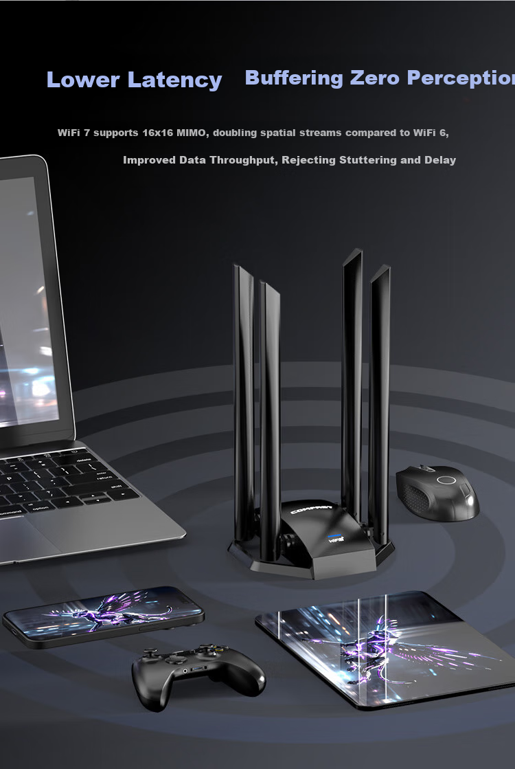 Wi-Fi 7 адаптер COMFAST CF-985BE, 5Ghz, USB 3.0, внешний, 6500 Мбит/с, для настольных ПК и ноутбуков