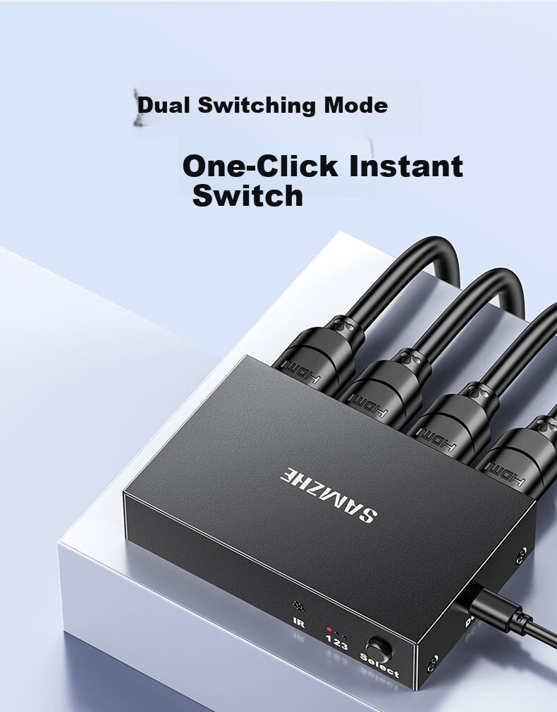 HDMI-переключатель SAMZHE QH33, 3 входа 1 выход, 4K HD, для компьютера, ТВ-приставки к монитору, проектору