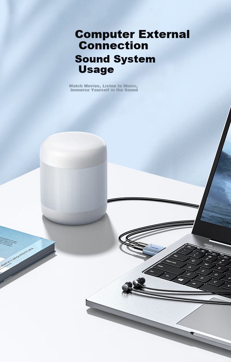 Внешняя звуковая карта SAMZHE USB на 3.5 мм, аудиоинтерфейс, конвертер для наушников и микрофона, без драйверов, для ПК, ноутбуков, PS4/5
