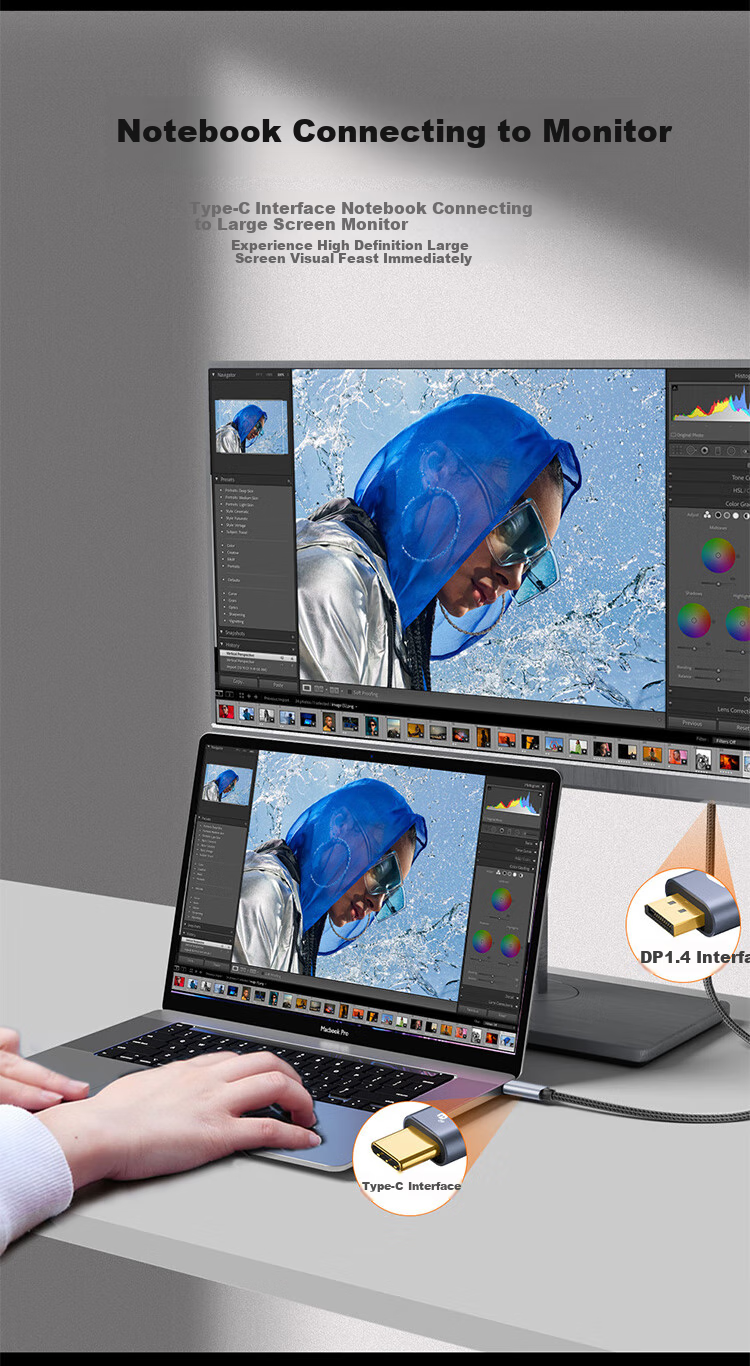 Кабель-адаптер ULT-unite Type-C на DP 1.4, 8K, 240Hz, PD 100W, Thunderbolt 4/5, для Apple MacBook Pro 17, 2 метра
