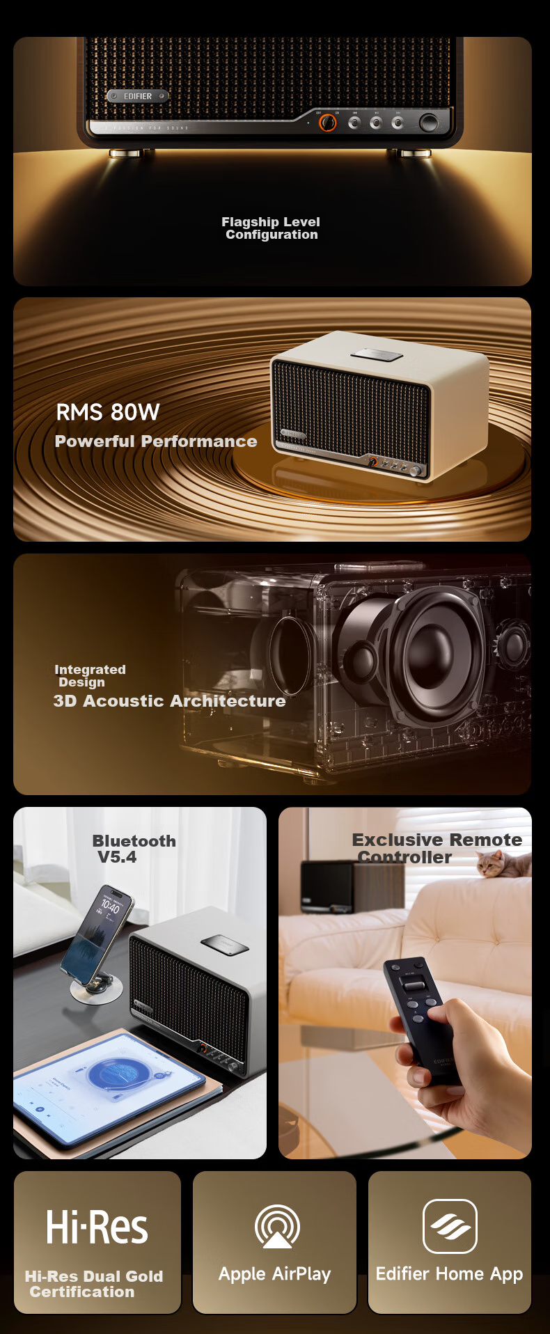 Портативная акустика EDIFIER S300, Bluetooth, Hi-Res Audio, мощность 80 Вт, цвет "Мать-и-жемчуг"