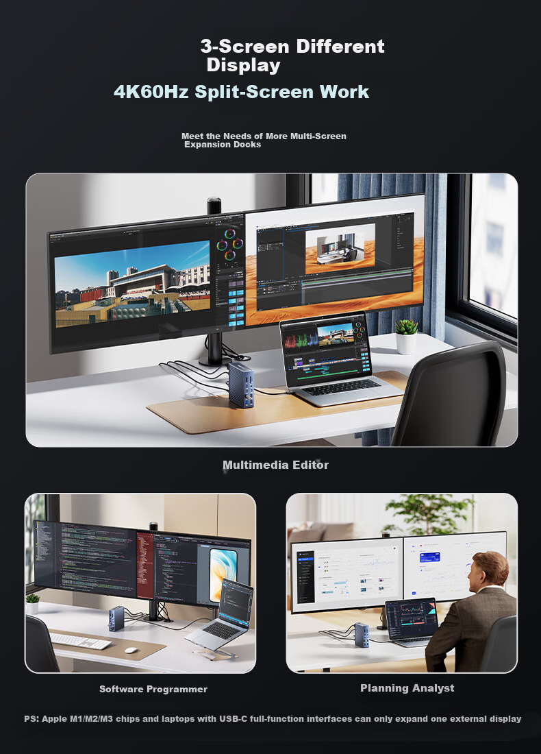 Док-станция Acasis USB4, 40 Гбит/с, 8K, 3 дисплея, 2.5G Ethernet, HDMI, для Mac Mini/M1/M2/M3/M4 Pro/Max DS-9007