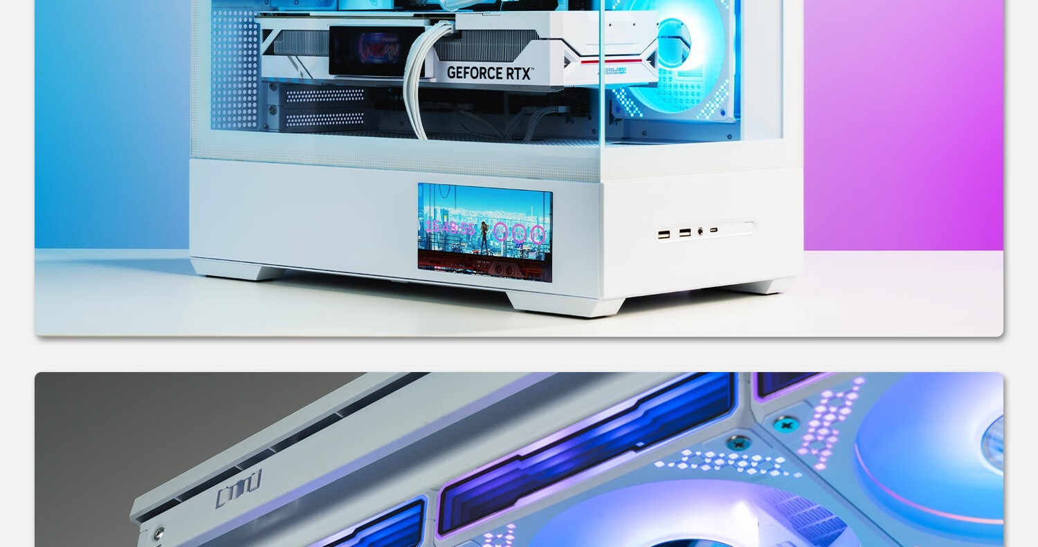 Компьютерный корпус Aigo Aurora Z15 White Anti-Leaf ARGB, 120 мм, с подсветкой, контролем температуры, ШИМ
