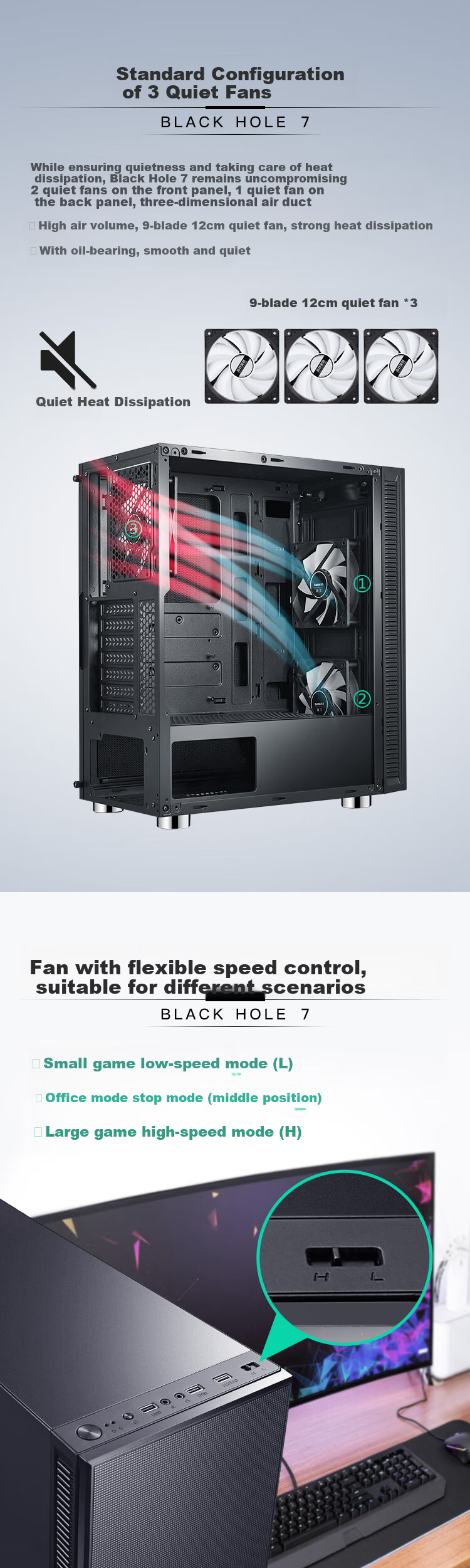 Компьютерный корпус SAMA Black Hole 7 ATX Midi-Tower, черный