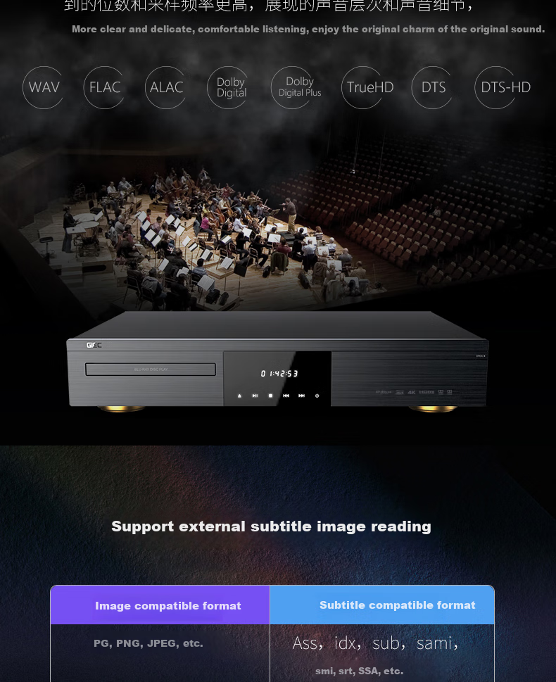 Blu-ray плеер GIEC BDP-G5800 4K UHD, Домашний кинотеатр, Dolby Vision HDR, Воспроизведение с USB HDD